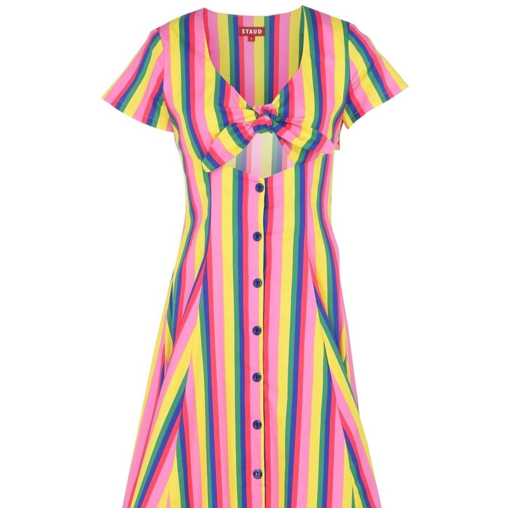 STAUD Alice Knotted Stripe Dress. SIze 4.